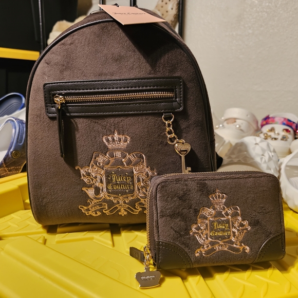 🤎 Juicy Couture "Juicy For All" Heritage Core Mini 🍫Backpack & Wallet Set - Picture 1 of 16
